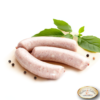 Parzona kiełbasa biała z indyka z widoczną strukturą mięsa i przyprawami